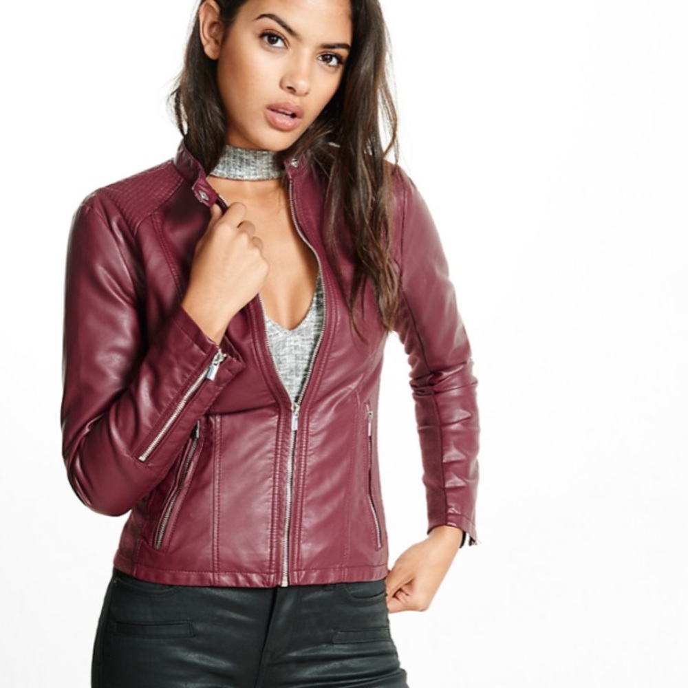 NEW✨ EXPRESS BURGUNDY LEATHER JACKET (XS)